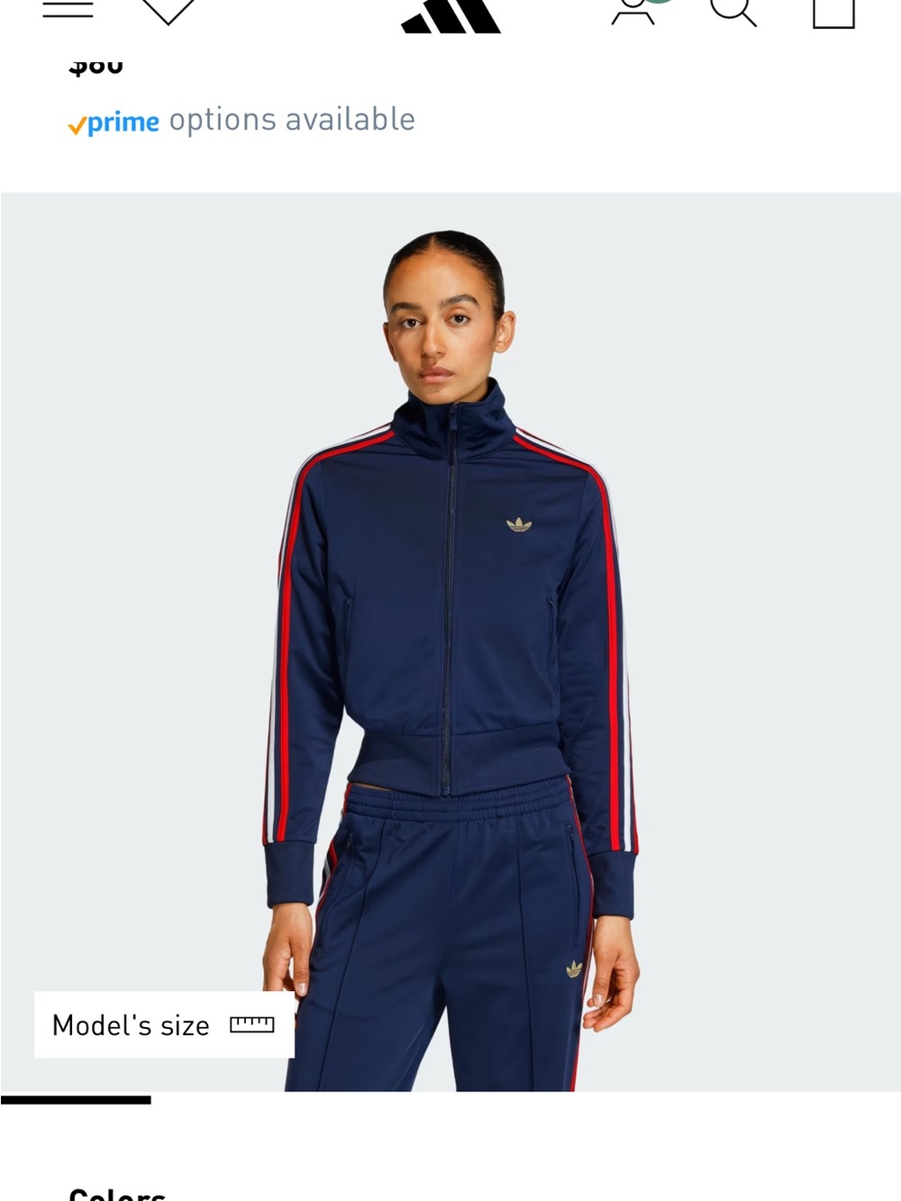 adidas Navy Track Jacket & Joggers with Red and White Stripes